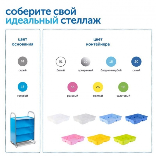 SS004S Мобильный стеллаж S с 4 контейнерами